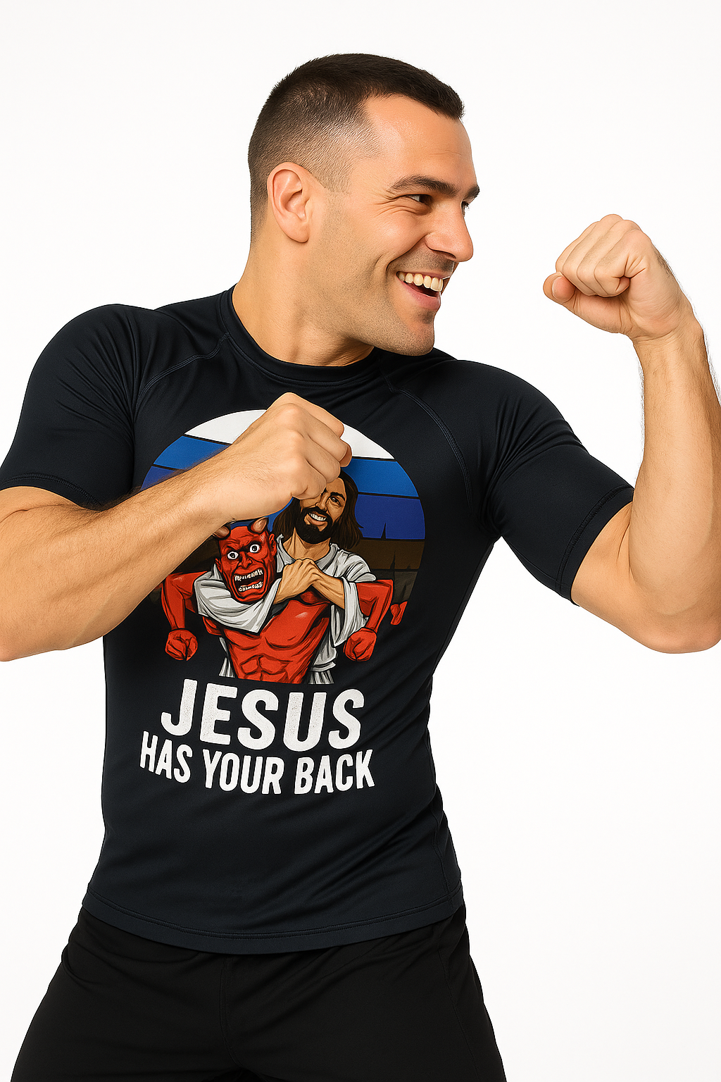 Man's Rash Guard “Jesus Has Your Back"